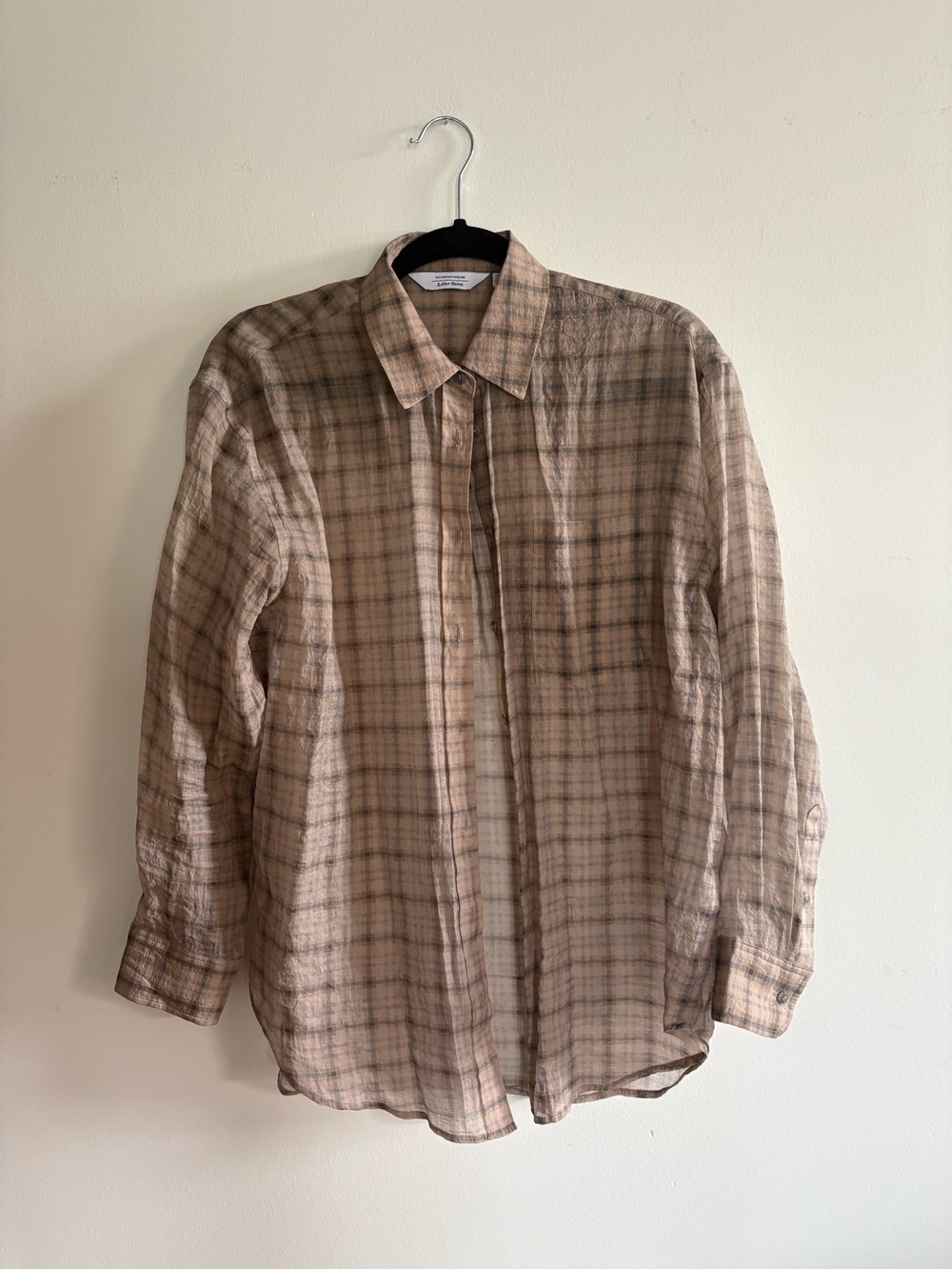 & Other Stories Light Beige Plaid Button-Down Shirt